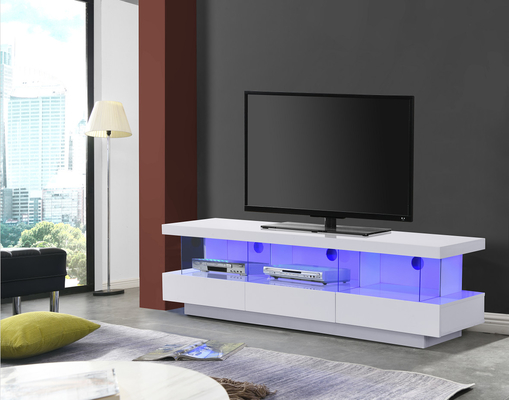 木製のパネルの居間TVコンソール キャビネットの白いラッカーTVの立場