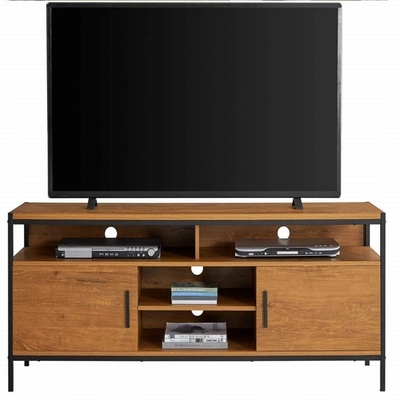 金属フレームTVコンソール キャビネットのブラウンの2つのドアが付いている無作法なカシTVの立場