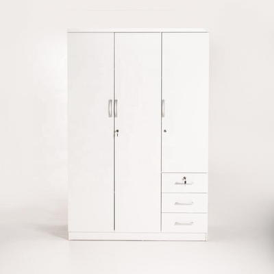 BSCIの衣服のための白い3つのドアの木の現代ワードローブのキャビネット