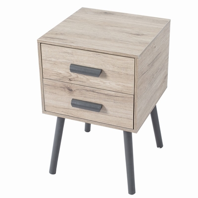 木のソファーの2つの引出しが付いている細い枕元の引出しの端テーブルNightstand