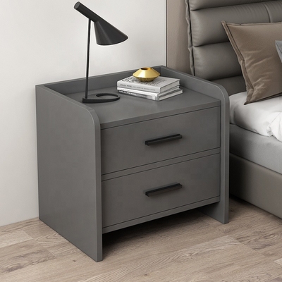 Ecoの友好的な材木のベッドサイド・テーブルの灰色の白い2引出しNightstand