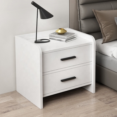 Ecoの友好的な材木のベッドサイド・テーブルの灰色の白い2引出しNightstand